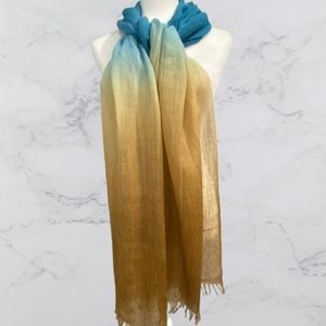 Tarnish 100% Cashmere Pashmina Shawl Scarf Ombré Colored Brown, gold, blue